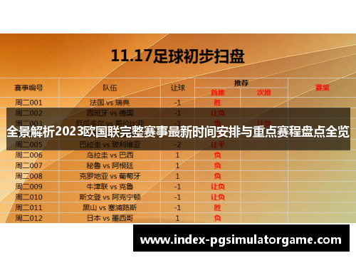 全景解析2023欧国联完整赛事最新时间安排与重点赛程盘点全览